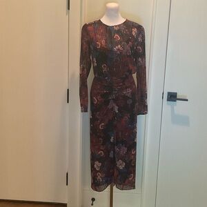 Veronica Beard Dark Floral Long Sleeve Dress
